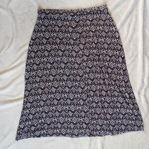 Per Se Black and White Geometric Midi Skirt